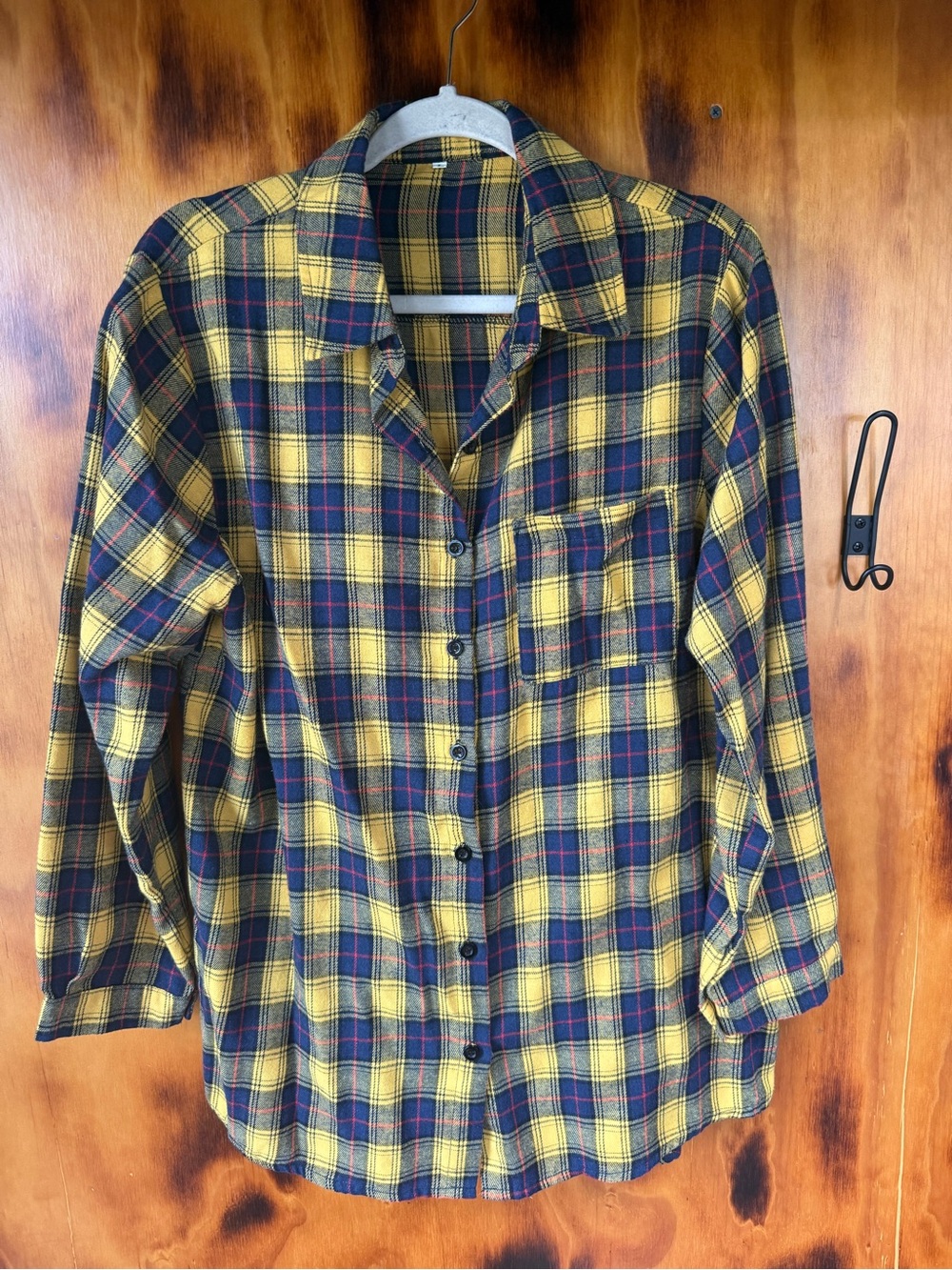 Women's Yellow Plaid Button-Down Shirt